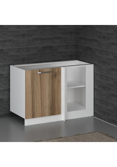 Minar Mutfak Alt Modül 1k1r 120cm Köşe Dolap Beyaz/dore