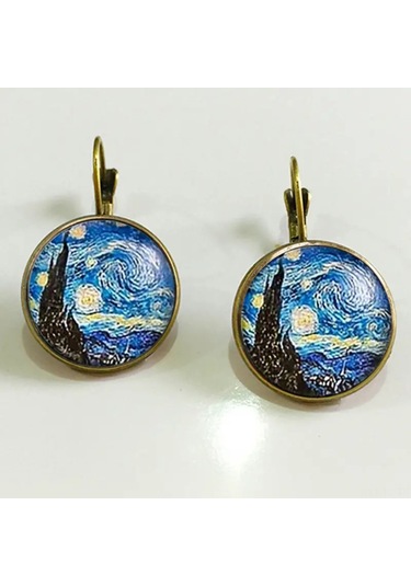 Skycity Van Gogh "yıldızlı Gece" Temalı Sanatsal Küpeler - Zarif Ve Romantik Aksesuar Diğer Çok Renkli