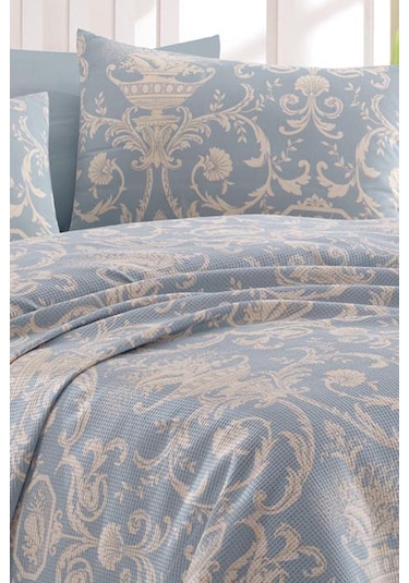 Enlora Home Pike Seti Baskılı Tek Kişilik Tuval Mavi