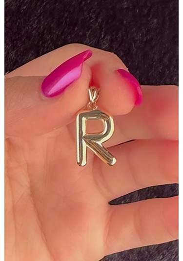 14 Ayar Altın R Harf Kolye Ucu 001
