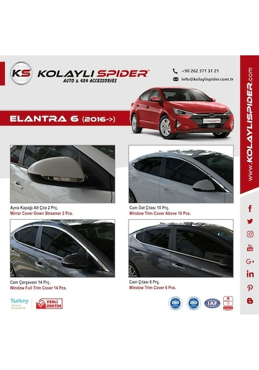Hyundai Elantra 6 Cam Çıtası 6  Prç Krom 2016 ve Sonrası