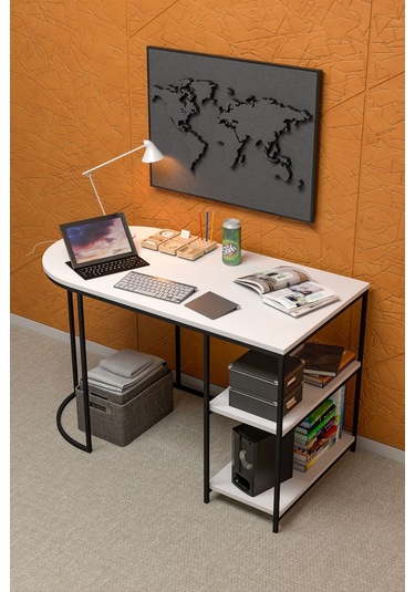 Çalışma Masası 125 Cm Bilgisayar Masası Çok Amaçlı Makyaj Masası Ofis Masası Yemek Masası Beyaz Beyaz