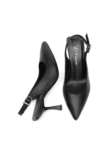 Elit Calissa Kadın Hakiki Deri Klasik Topuklu Ayakkabı Siyah Siyah