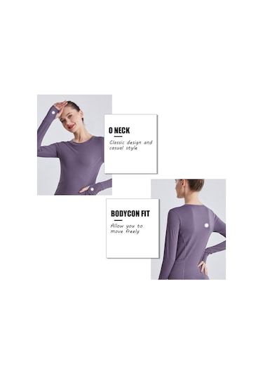 Jeemson Kadınlar İçin Rahat Yoga Üstü - Çift Cep Ve Parmak Delikli Uzun Kollu Spor Tişört Kırmızı