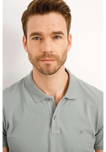 Igs Modernfit Dar Kalıp Erkek Polo Yaka Tişört Açık Yeşil