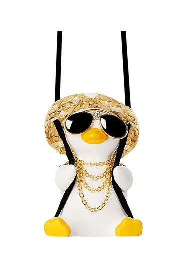 Zoroom Sevimli Salıncak Ördek Araba Dekorasyon Aksesuarları, Araba Dikiz Aynası Kolye Dekorasyon Bayanlar Ve Erkekler İçin Araba Aksesuarları -