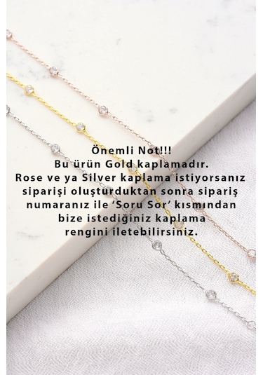 Queen Silver Jewelry 925 Ayar Gümüş Yıldız Objeli Zirkon Taş Sallantılı Halhal Altın