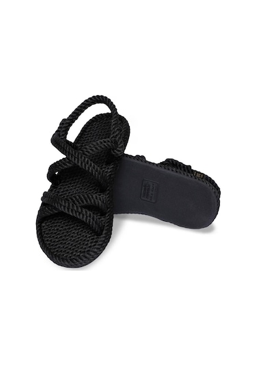 Nomadic Republic Tahiti Kauçuk Tabanlı Erkek Halat Sandalet Siyah