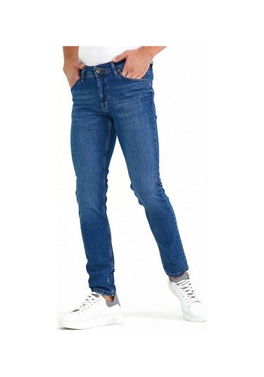 Digital Jeans Erkek Slim Fit Dar Kesim Dar Paça Kot Panto Koyu Mavi Açık Gri