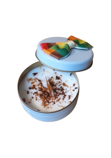 Uretti - Ayşe 7362 2279 El Yapımı Çikolata Kokulu Metal Kutuda Mum - 3 X 7 Cm Beyaz