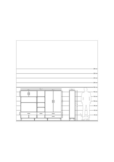 Arges Dolap 12 Raflı 4 Çekmeceli 4 Kapaklı 220x30x163 Antrasit-an Antrasit-antrasit/aytaşı