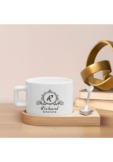 Bk Gift Kişiye Özel İsimli Ahşap Altlıklı Seramik Fincan-8 , Meslek Hediyesi, Yeni İş Hediyesi Kobitmeyen138084 Bk Gift