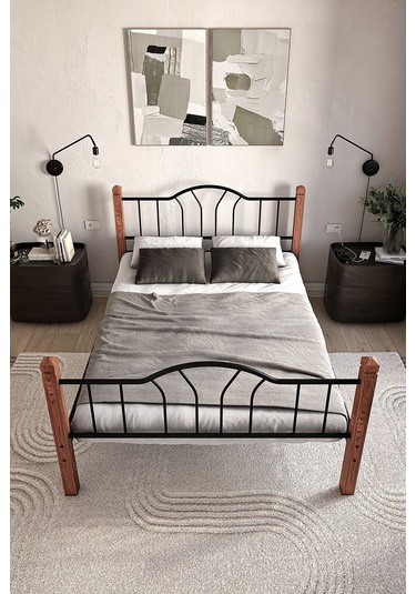 Argimo Pasifik Çift Kişilik Ferforje Metal Karyola Siyah 140 x 200