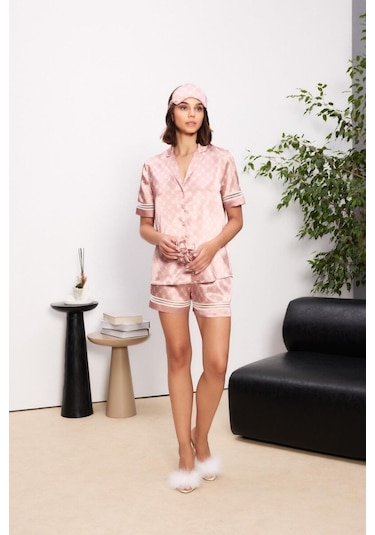 Pierre Cardin Brandy Saten Biyeli Kadın Pijama Şort Takımı 1325 Bronz