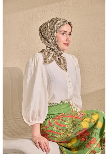 Silk Home Twill İpek Eşarp Zincir Krem Çok Renkli