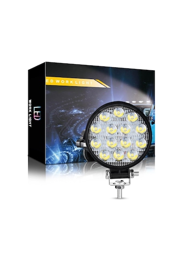 Off Road 14 Led 42 Watt Yuvarlak Traktör Tır Kamyon Tekne Sis Farı Projektör Çalışma Lambası