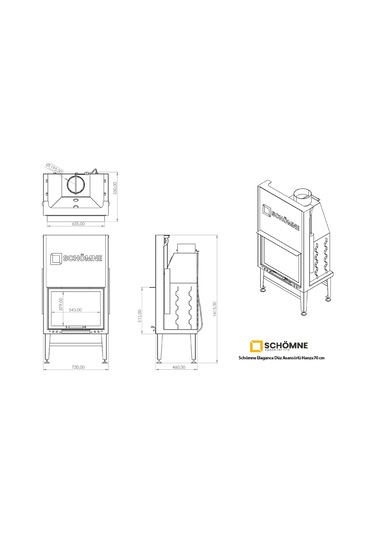 Schömne Elegance Düz Asansörlü Çelik Şömine Haznesi 70 Lik