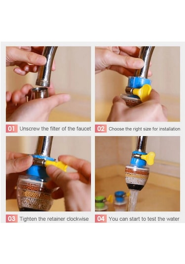5 Kat Arıtma Musluk Başlığı Filtresi Su Tasarrufu Mutfak Bataryas