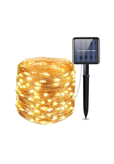 20 Metre 200 Led Solar Enerjili Günışığı Led Işık Aydınlatma Sarı