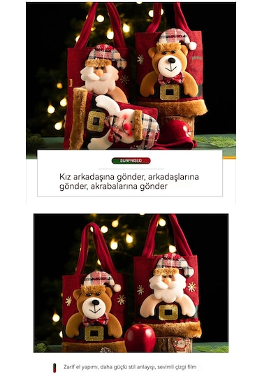 Noel Arifesi Çocuklara Küçük El Tipi Hediye Çantası-kardan Adam