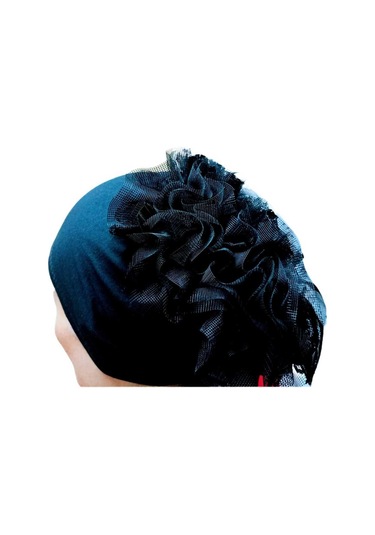 Fırfırlı Bone , Hijab , Bone , Topuz , Siyah Penye Bone Renkli Çok Renkli