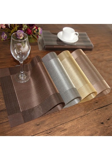 Şampanya Termal 4 Adet/takım Kaymaz Servis Altlığı Yalıtım Ev Ürün Pedi Yemek Masası Mat Şampanya