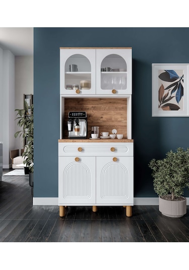 Rosa Kahve Köşesi - 93 Cm Mdf Mutfak Dolabı - Led Aydınlatmalı...