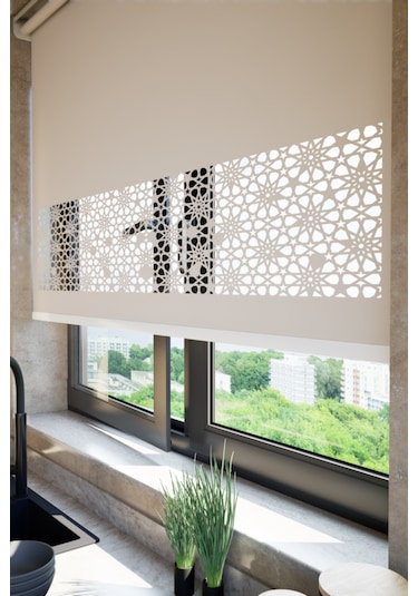 Lazer Kesim Mat Stor Perde, Lazer Kesimli Klasik Serisi, C-101001 Beyaz Renk Beyaz