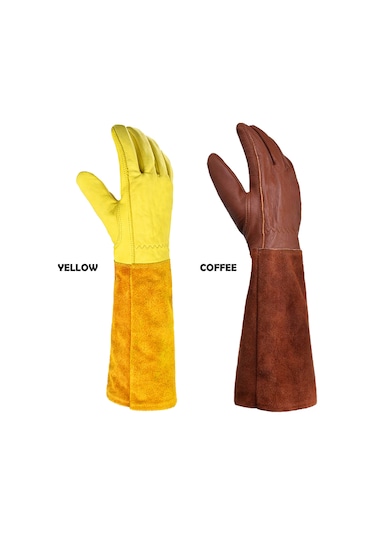 Yaleker Bahçe Çalışmaları İçin Deri Eldiven, Taban Kaymazlı, Uzun Kollü, Kahverengi, S Beden - Bahçe Bakımı Ve Çiçek Aşısı İçin Dayanıklı Eldivenler