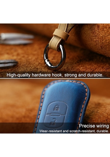 Sones Mazda Uyumlu Eski Stil Hallmo Araba Inek Derisi Deri Anahtar Koruyucu Kapak Anahtarı Iki Anahtar Sürümü Kahverengi 2 Adet