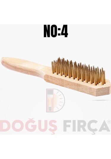 Doğuş Ahşap Saplı Sarı Çelik Tel Fırça No:4