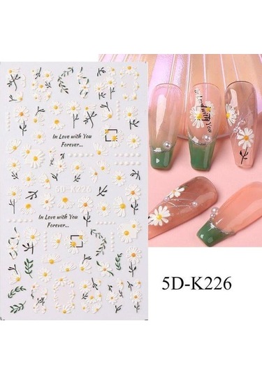 Mor Çiçek 5 D Manikür Dekorasyon Için Holigrafik Yaprak Su Çıkartmaları 5 D-k226