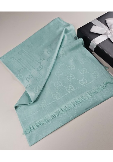 Miorel Scarfs G Desen Çift Taraflı Kaşmir İpek Şal 4 Mevsim Soft Pamuklu Şal Mint Yeşili