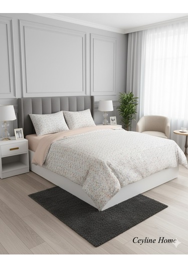 Fixbox Çift Kişilik Ranforce Nevresim Takımı Fiorina Somon Çok Renkli