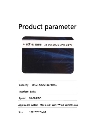 Hsthe Sea Ssd 2.5 İnç Plastik Katı Hal Sürücüsü Stabilite Yüksek Hızlı Okuma Ve Yazma Basit Hafif Enerji Tasarrufu Siyah 60gb