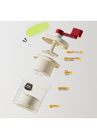 Lyon Manuel Smoothie Buz Kırıcı, Elle Çalıştırılan Kum Buz Kırıcı