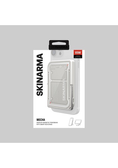 Skinarma Nexus Mecha Kablosuz Powerbank Pd Hızlı Şarj Özellikli Metal Standlı 20w 5000mah Açık Gri
