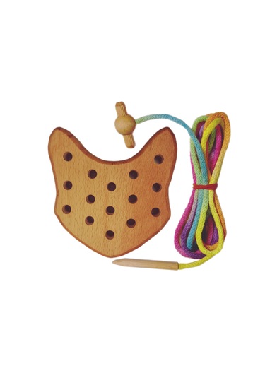 İp Geçirme Örme Oyunu Ahşap Kedi