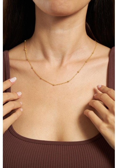 Roza Silver Gold Renk Dorika İtalyan Gümüş Kolye Rn10219