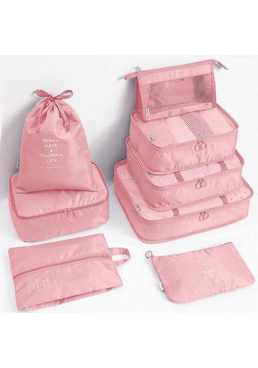 Monyee Turuncu Seyahat Organizer Seti 8 Parça - Çanta İçin Giyim Ayırma Çantaları, Mesh Tasarım, Su Geçirmez, El Tutuculu Ve Kaymazsız Kilitli