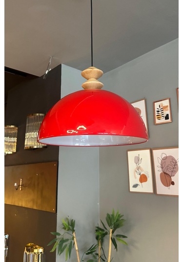 Linate Kırmızı Q Kafa Başlık Avize Tekli Sarkıt Salon Kuaför Dekoratif Aydınlatma Kırmızı