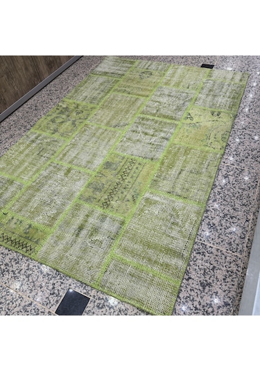 Hoom Rugs Antik Patchwork Yeşil El Dokuma Kilim Yeşil