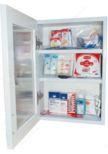 Ecza Dolabı Kapaklı Pvc İlk Yardım Dolabı Çelik Ayna 159