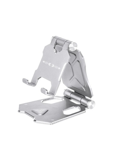 G55 Ayarlanabilir Braket Büyük Boyutlu Katlanır Masaüstü Cep Telefonu Tutucusu Gümüş