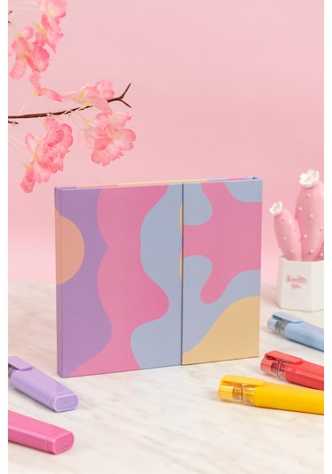 Studi Manyetik Kapaklı Notluk Seti - Renkli Desen