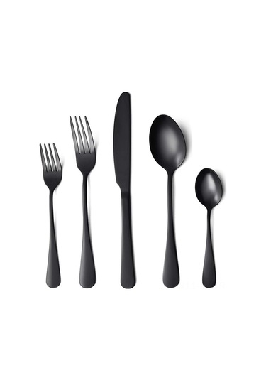 Shineyee 410 Paslanmaz Çelik Gümüşleme Yemek Ütensili Seti, Siyah 5'li Paket, Akşam Yemeği Bıçağı Kaşık Çatal, Dayanıklı Ve Zırhlı, Hediye İçin Uygun Diğer
