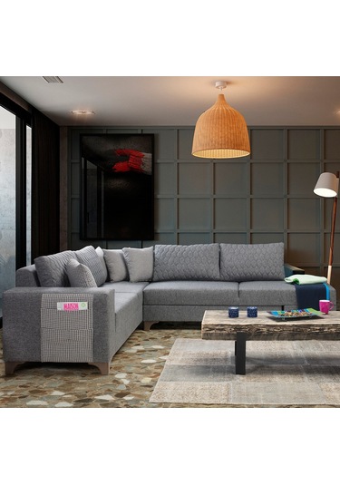 Eymense Loft Köşe Koltuk Takımı Gri Sağ Köşe