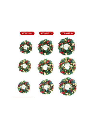 Yaozixa 50cm Plastik Noel Çiçekli Çember, 4m 30led Işıklı, 2xaa Pil İle Çalışır, Duvar/anahtar Bağcıklı, Mağaza/otel Dekorasyonu Renkli Işık