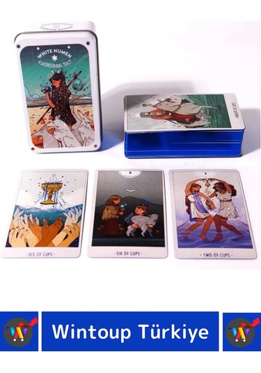 Özel Üretim Metal Kutulu Beyaz Numen Tarot Kartı 78 Adet