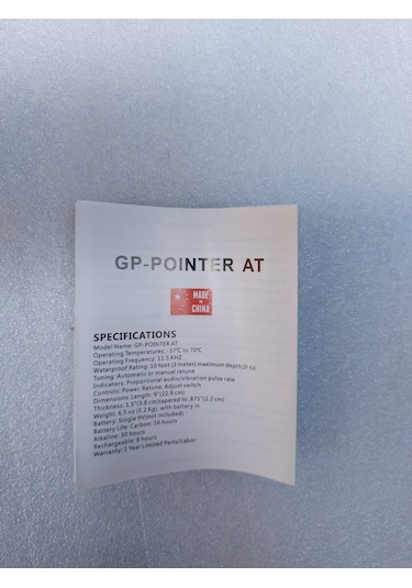 Gp-Pointer AT Metal Dedektörü 3 Metre Su Geçirmez